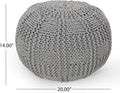 Yuny Knitted Cotton 20 X 20 Round Pouf Grey Cotton