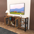 Tv Stands For Living Room, Industrial Tv Stand For Bedroom Furniture, Farmhouse Tv Stand 80 Inch Television Standmodern Horizontal Wood And Metal Open Bookshelf Walnut 70 79 Inches Particle Board Mdf