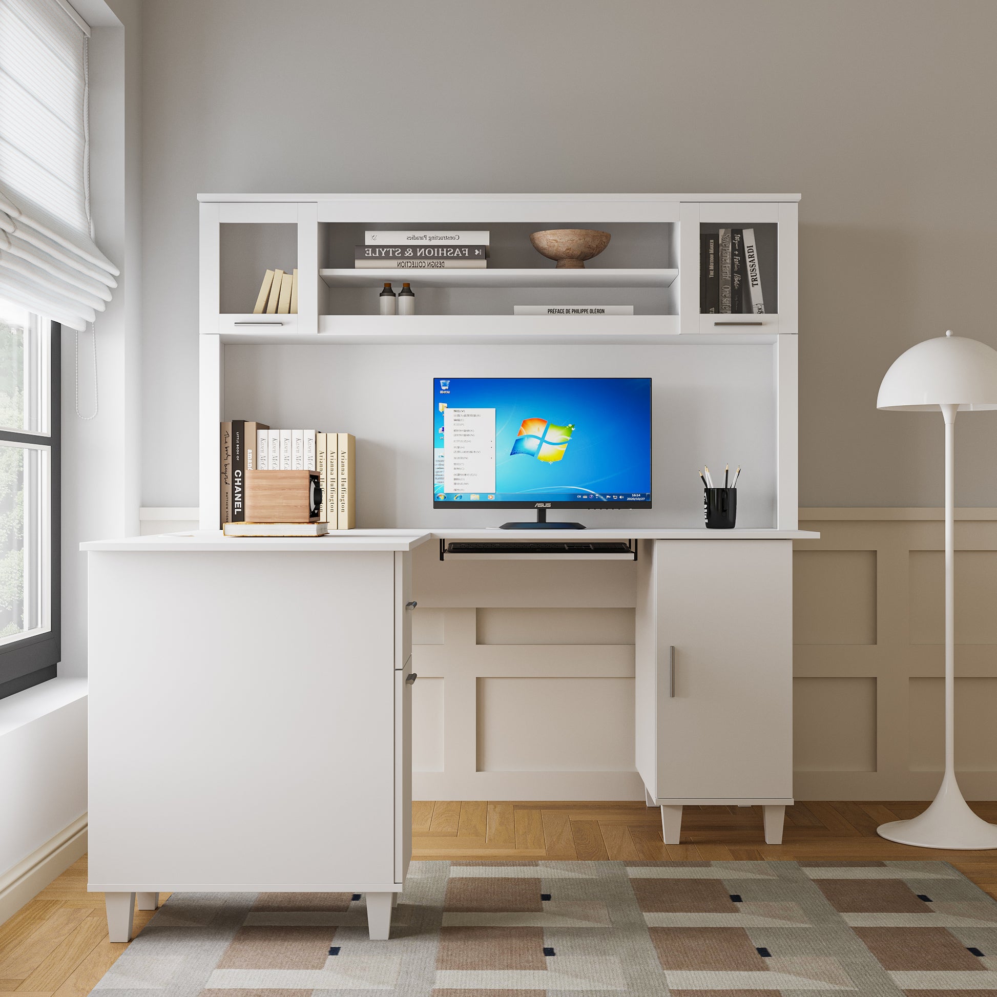 Home Office Computer Desk White Particle Board Mdf