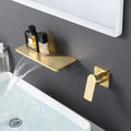 Waterfall Bathroom Sink Faucet Brushed Gold Brass