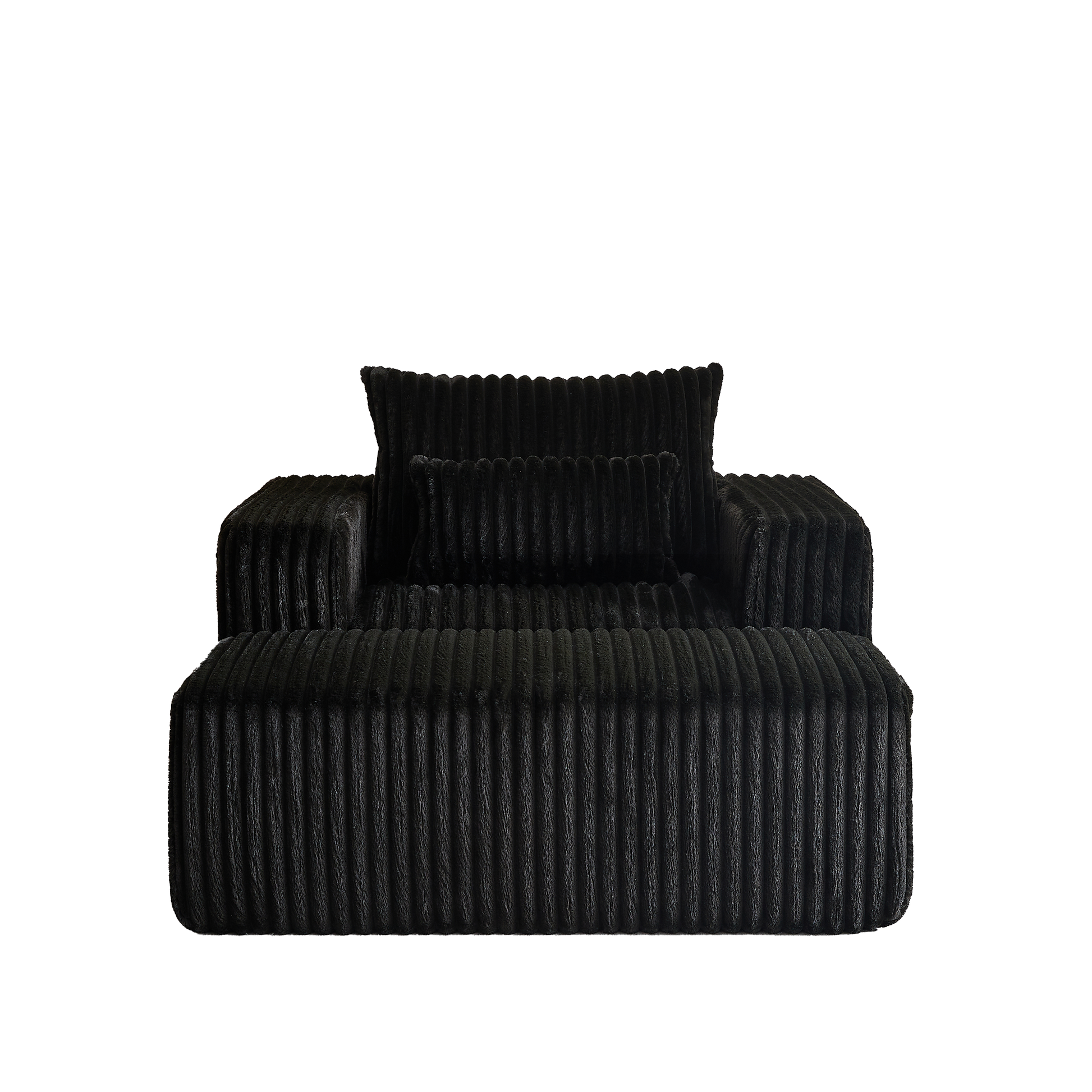 62.5 Inch Corduroy Sponge Sofa Lounge Chair With Removable Footrest,No Assembly Required,Fluffy Modern Sleeper Chair For Indoor Living Room Bedroom Black Foam Corduroy 1 Seat