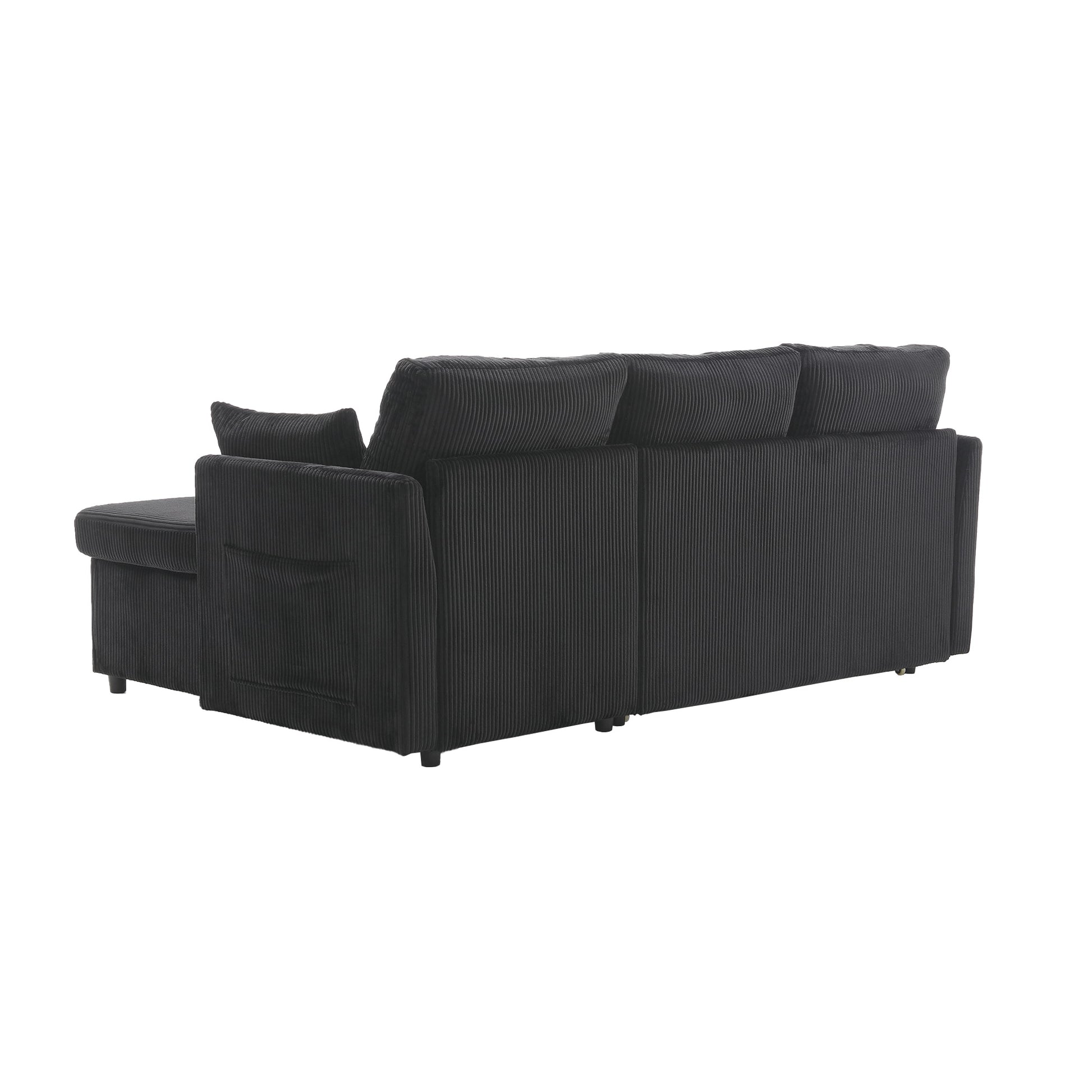 United We Win Furniture, Modular L Shaped Sofa, Modular Long Sofa With Reversible Chaise Lounge, Sofa Bed, Sleeper Sofa, Modular Sofa Combination With Storage Seats. Black Velvet 3 Seat