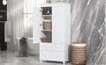 Tall Storage Cabinet With Three Drawers For Bathroom Office, White White Mdf