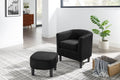 Modern Accent Chair,Upholstered Arm Chair Linen Corduroy Single Sofa Chair With Ottoman Foot Rest Comfy Armchair For Living Room Bedroom And Office,Black Black Fabric