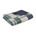 3 Piece Reversible Printed Quilt Set Green Navy Full Queen Green Navy Microfiber