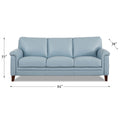 Westcott Leather Sofa Blue Memory Foam Genuine Leather 3 Seat