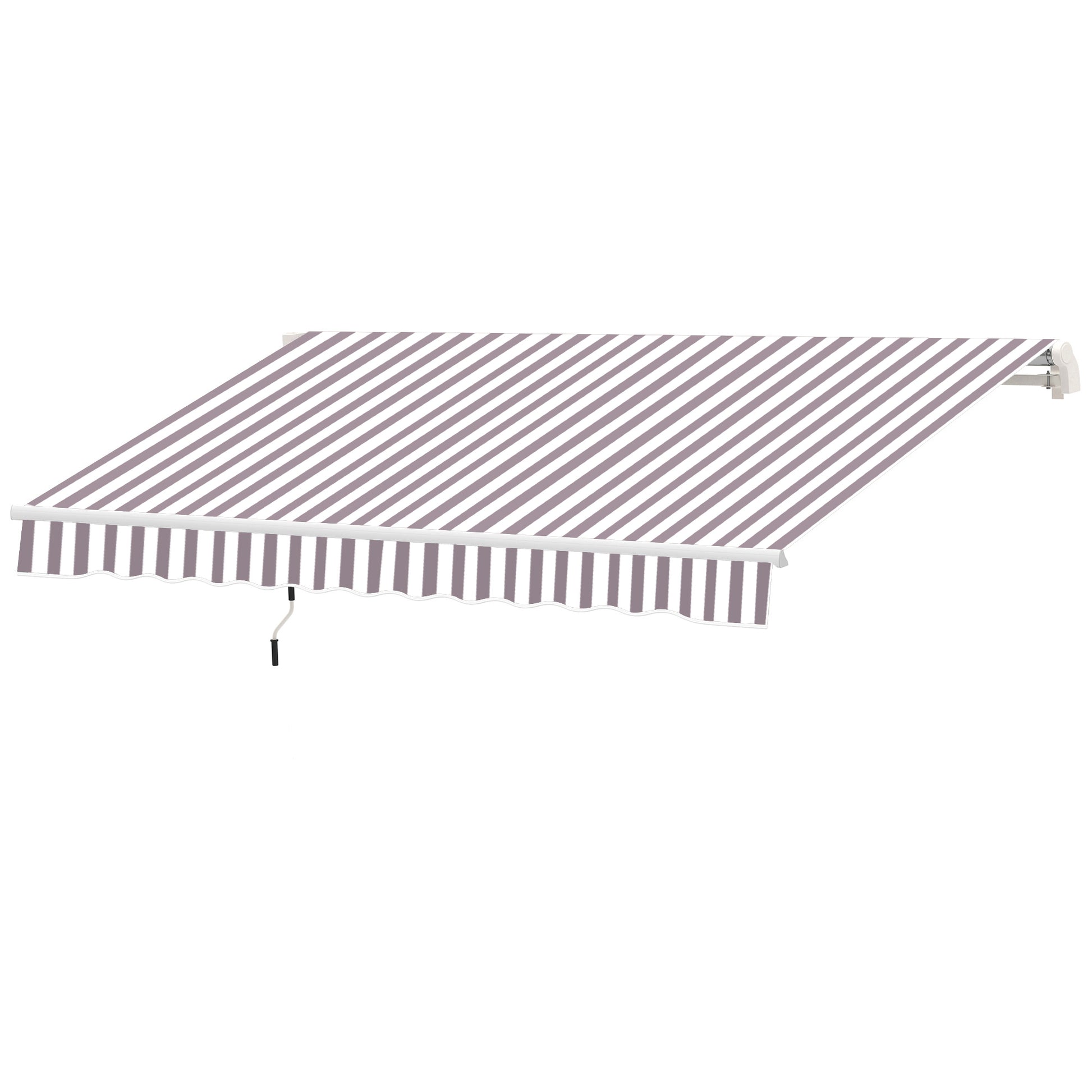 Outsunny 10' X 8' Retractable Awning, Patio Awnings, Sunshade Shelter W Manual Crank Handle, Uv & Water Resistant Fabric And Aluminum Frame For Deck, Balcony, Yard, Coffee Stripes Coffee Aluminum