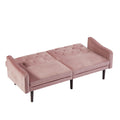 Sofa Bed With Armrests,74 Inch Variable Bed Pink White Wood Medium Firm Eucalyptus Foam Velvet 3 Seat