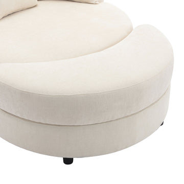 Orisfur. 360 Swivel Accent Barrel Chair With Storage Ottoman & 4 Pillows, Modern Chenille Leisure Chair Round Accent For Living Room, Cream Cream Foam Chenille