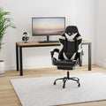 Gaming Chair, Computer Chair With Footrest, Height Adjustable & 90 135 Tilt Function, Swivel Recliner Ergonomic Racing Style Video Game Chair With Lumbar Support Black White White Black Leather