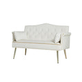 Cream White 2 Seater Sofa Cream White Wood Tufted Back Velvet 2 Seat