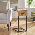 C Table Natural Black Wood Metal