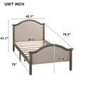 Twin Bed With Upholstered Headboard And Footboard, With Slats,Grey Twin Grey Bedroom American Design Pine