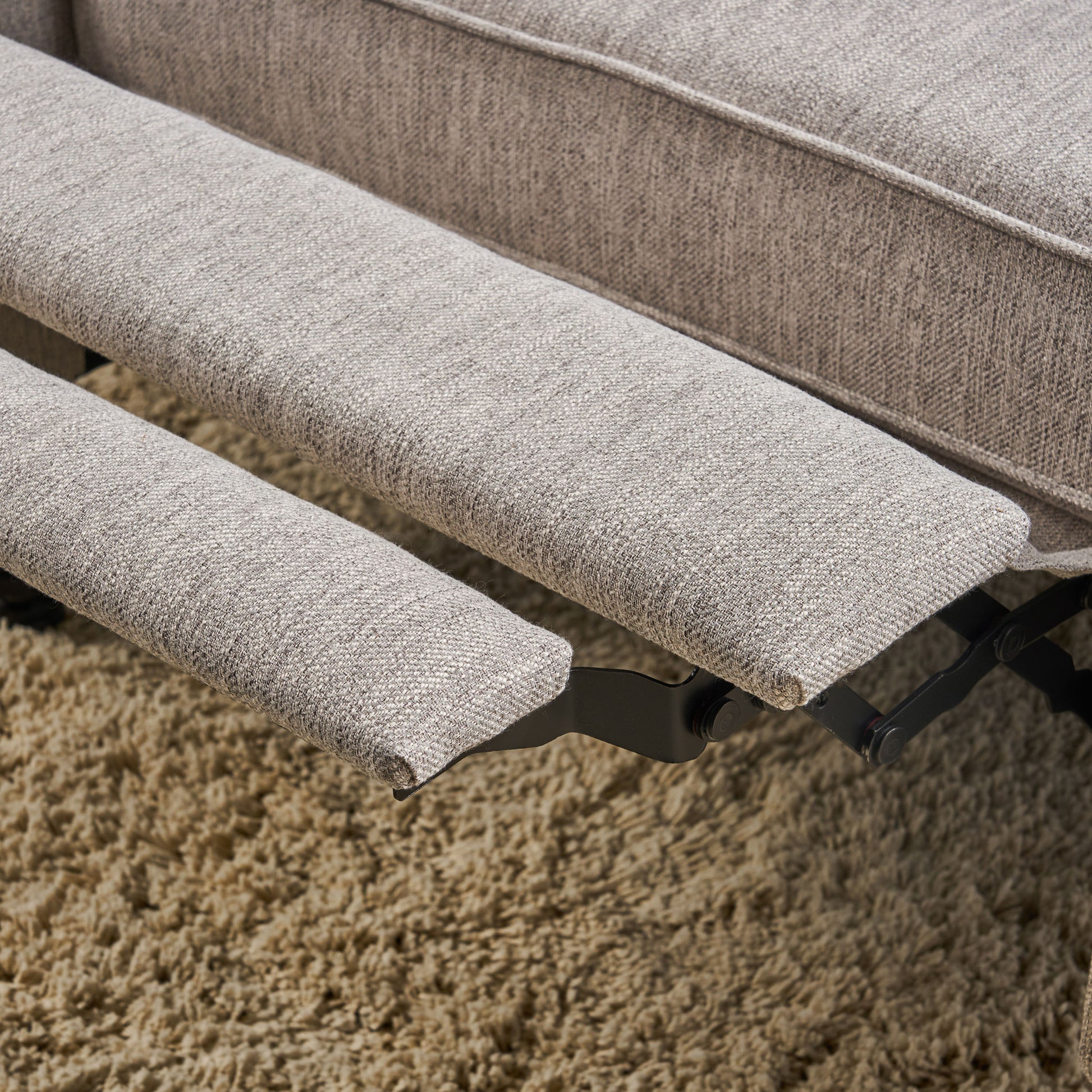 One And Half Seater Recliner Light Grey Fabric