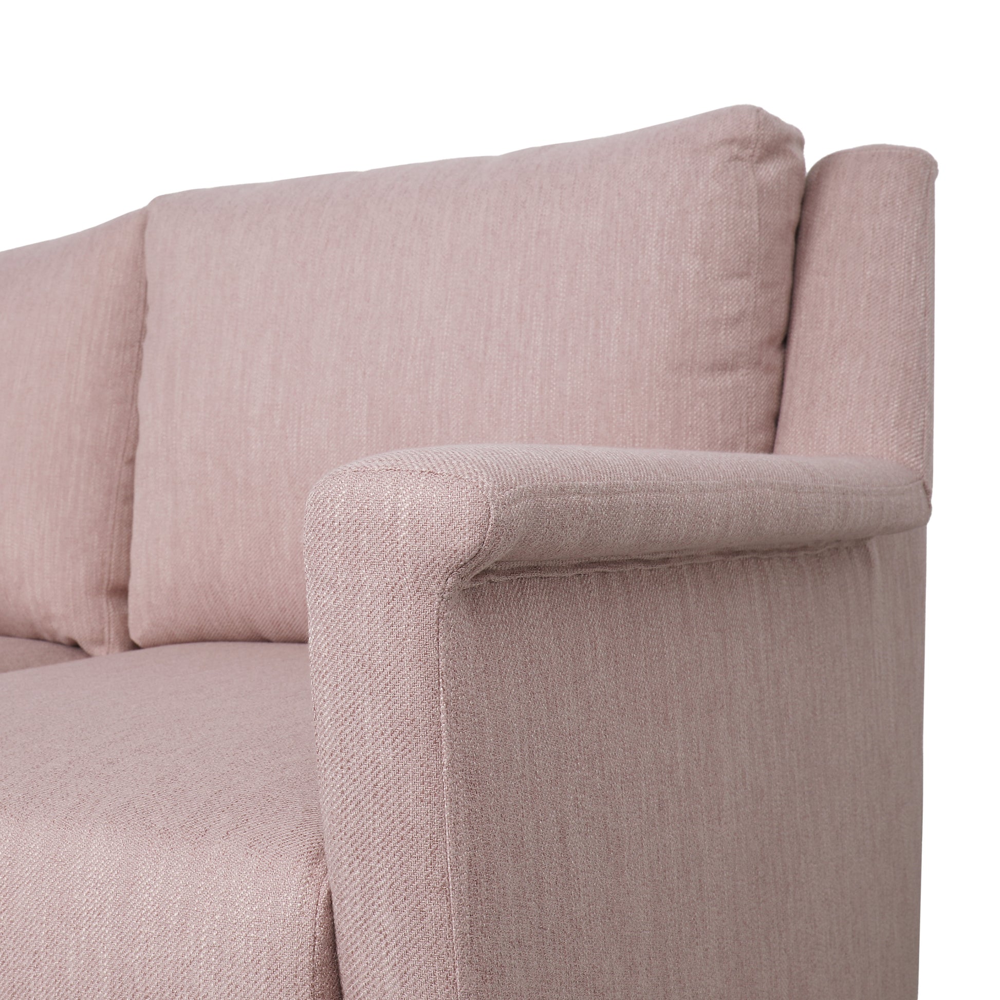 Comfy 3 Seat Sofa With Wooden Legs, Pu, For Living Room And Study Light Pink Fabric 3 Seat
