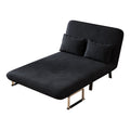 39 Convertible Chair Bed, Tri Fold Sofa Bed With Adjustable Backrest & Pillow, Leisure Chaise Lounge Couch With Sturdy Steel Frame For Home & Office, Comfortable Sleeper Chair Black Black Velvet Primary Living Space Medium Firm Contemporary Polyurethane