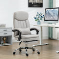 Vinsetto Microfibre Executive Massage Office Chair, Swivel Computer Desk Chair, Heated Reclining Computer Chair With Lumbar Support Pillow, Light Gray Light Grey Polyester