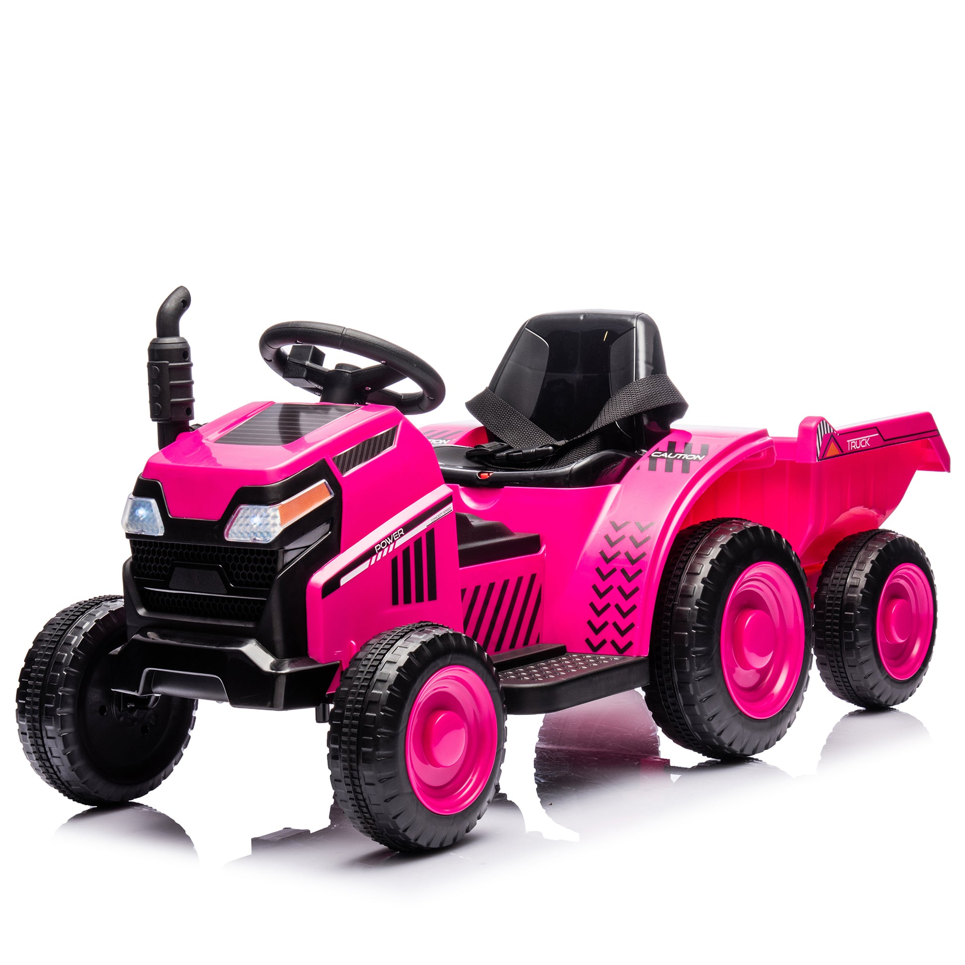 12V Kids Ride On Electric Tractor Black Knight,Kids Ride On Toy.2Wd,Non Skid Tires, Steering Wheel, Foot Pedal,With Removable Storage Tug,Light,Bluetooth,Music,Mp3,Usb,Power Display For Kids Aged 2 3. Rose Red 50 99 Lbs Polypropylene