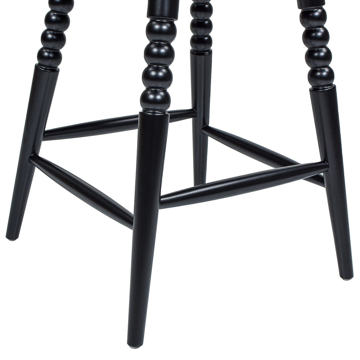 Breda 25.5" Turned Bubble Spindle Low Back Wood Counter Stool, Black Black Rubberwood Solid Wood