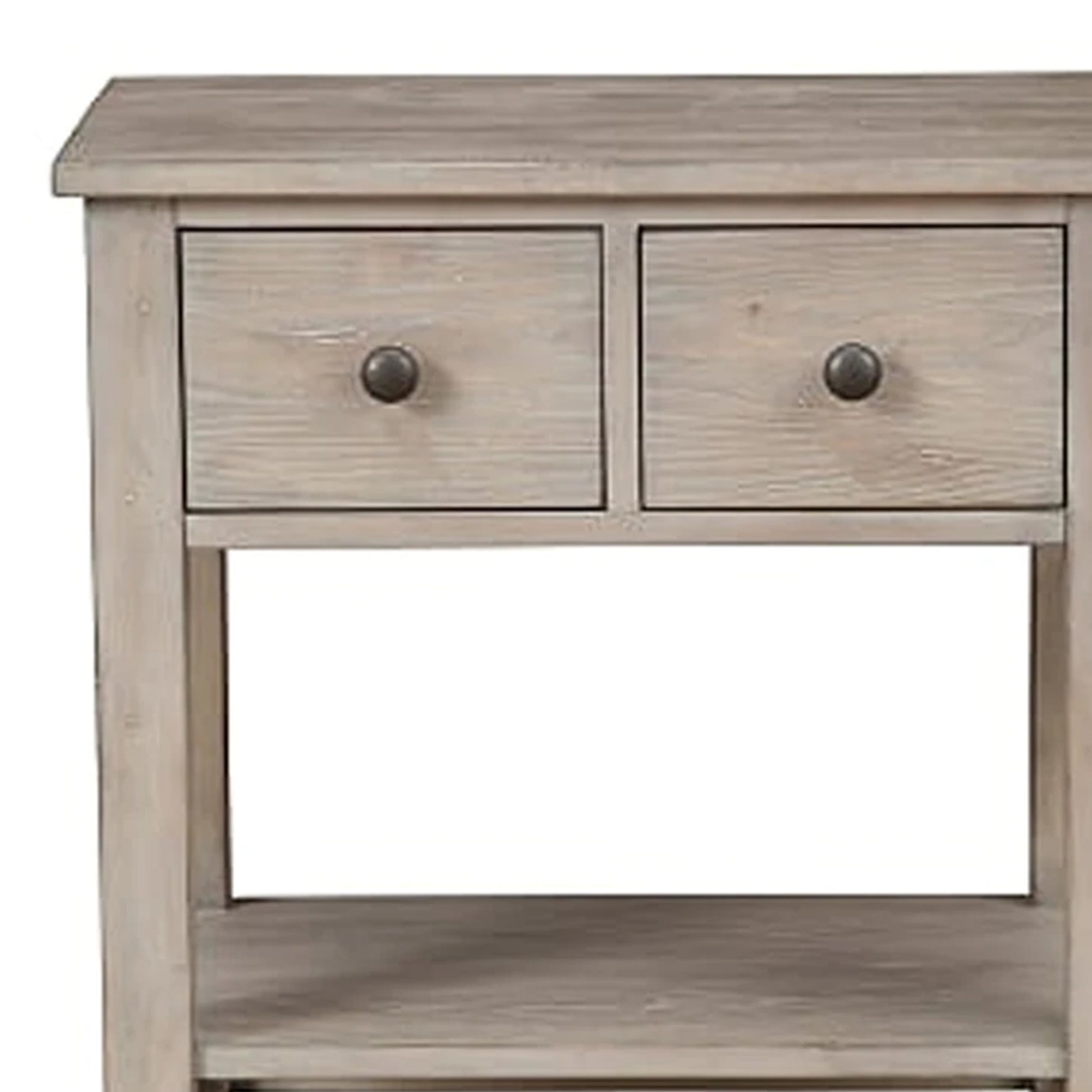 Transitional Nightstand With Two Drawers And Bottom Shelf, Gray Gray Wood