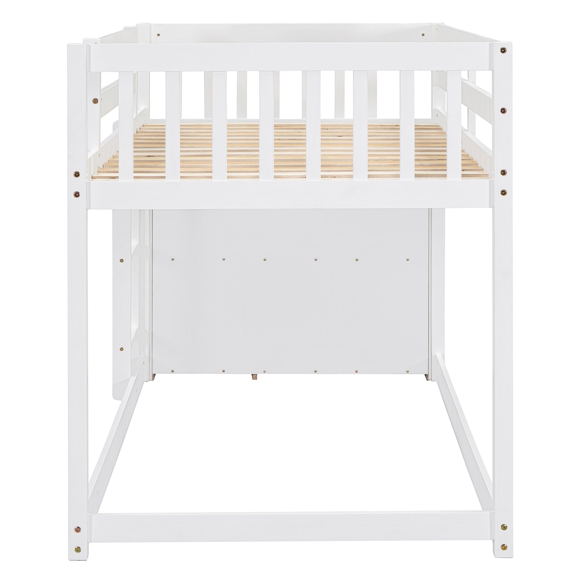 Twin Over Twin Bunk Bed With 4 Drawers And 3 Shelves White Twin White Solid Wood