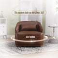 Coolmore Swivel Barrel Chair, Comfy Round Accent Sofa Chair For Living Room, 360 Degree Swivel Barrel Club Chair, Leisure Arm Chair For Nursery, Hotel, Bedroom, Office, Lounge Brown Pu Brown Pu Primary Living Space Foam Pu Leather