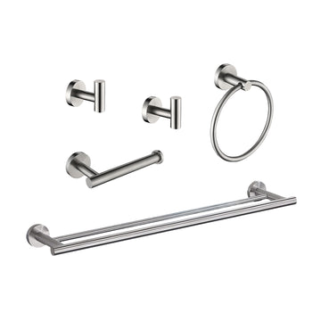 5 Piece Bathroom Towel Rack Set Wall Mount Brushed Nickel Stainless Steel