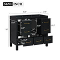 36'' Bathroom Vanity Without Sink, Solid Wood Frame Bathroom Storage Cabinet, Freestanding Vanity With 5 Drawers& Soft Closing Doors Not Include Basin Sink Black Bathroom Solid Wood Mdf