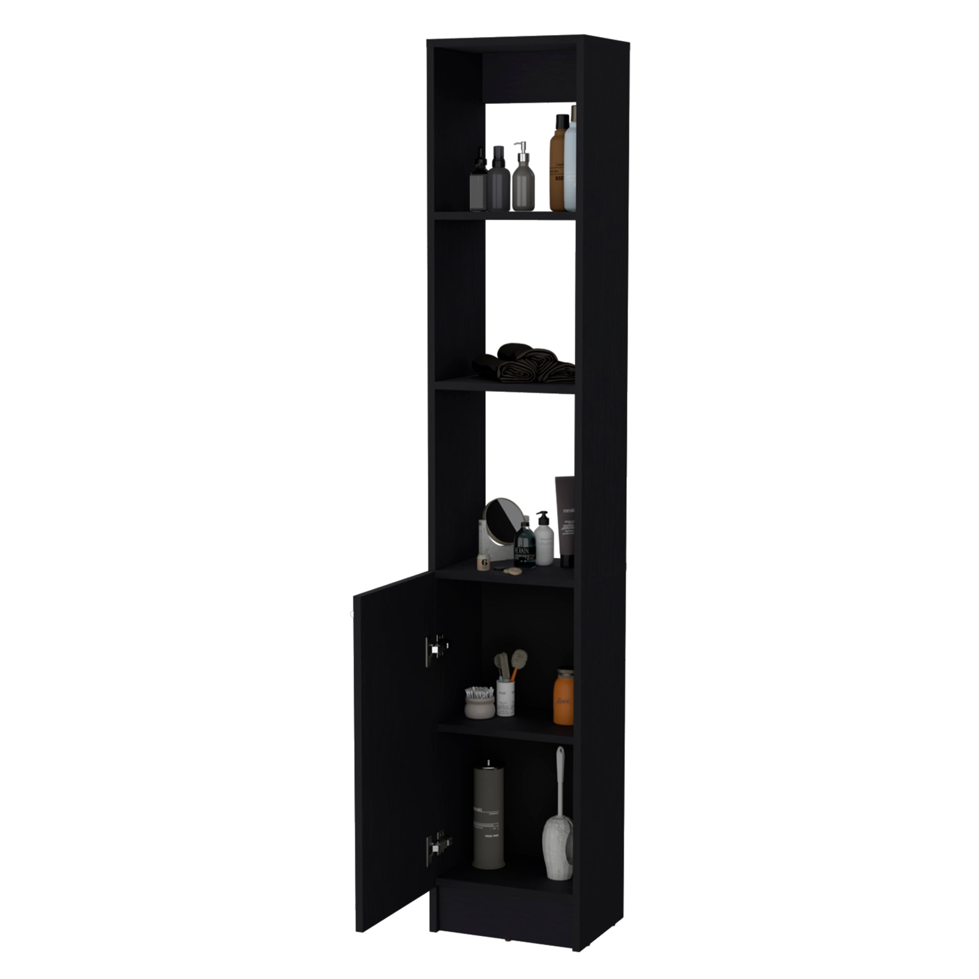 Brenda Linen Cabinet With 1 Door, 3 Open Shelves