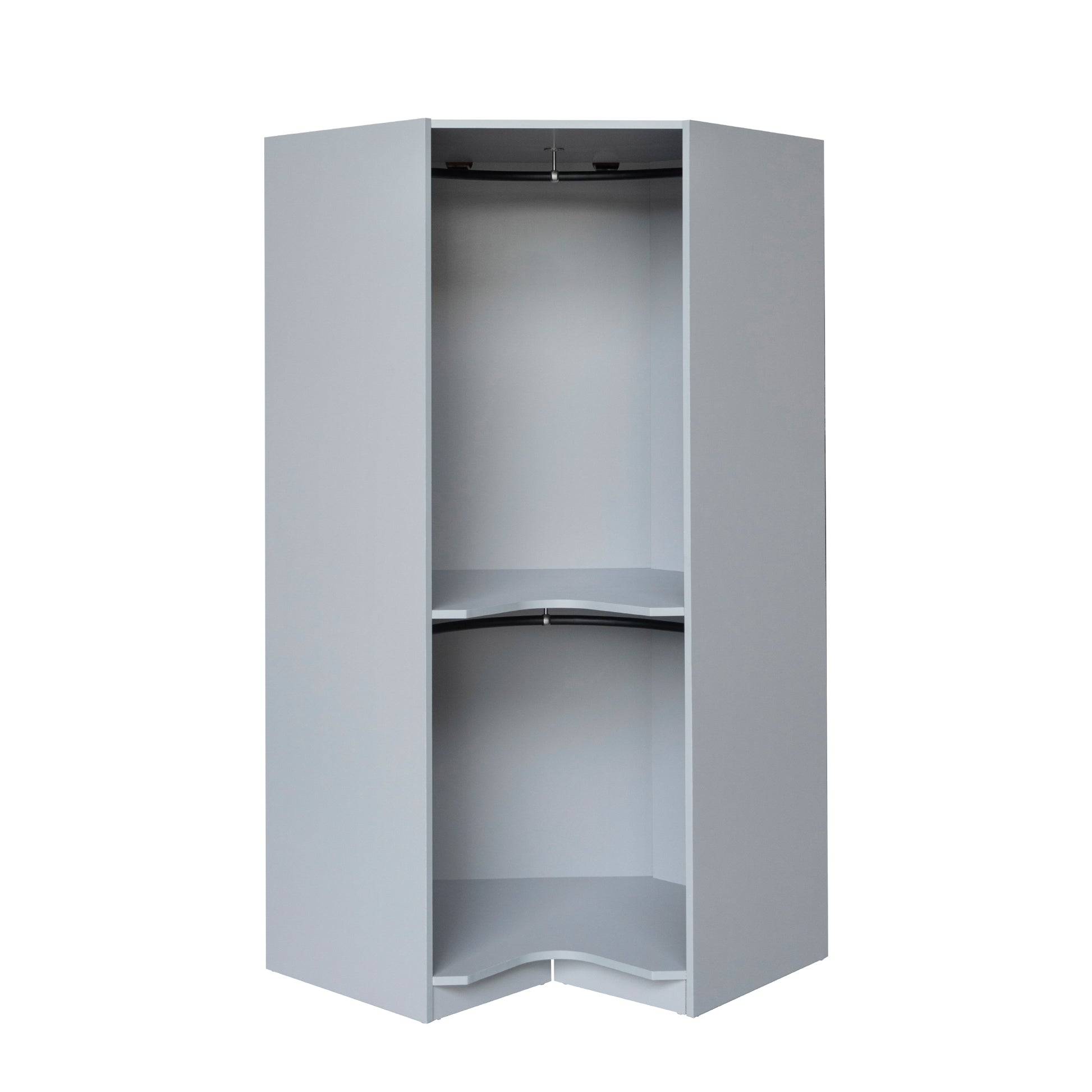 Polygon Corner Wardrobe, Gray Gray Particle Board