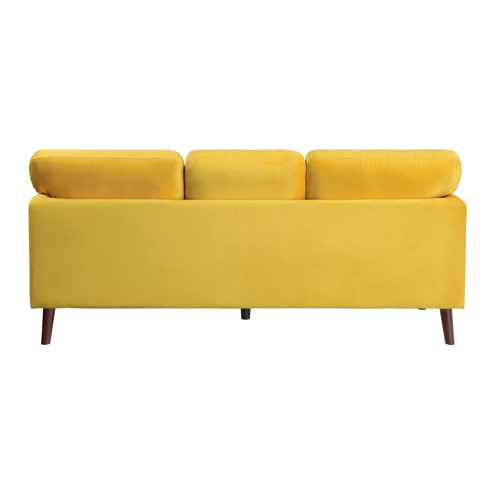 Modern Contemporary Living Room 1Pc Sofa Yellow Velvet Upholstery Dark Brown Legs Solid Wood Furniture Yellow Velvet Wood Primary Living Space Modern Solid Wood 3 Seat