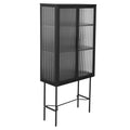 Elegant Floor Cabinet With 2 Tampered Glass Doors Living Room Display Cabinet With Adjustable Shelves Anti Tip Dust Free Easy Assembly Black Color Black Steel