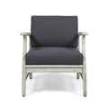 Perla Club Chair, Light Grey Dark Gray Acacia Wood