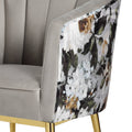 Grey And Gold Padded Accent Chair With Barrel Backrest Grey Gold Primary Living Space Contemporary Wood Fabric
