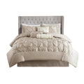 7 Piece Tufted Comforter Set Taupe King King Taupe Polyester