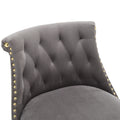 Coolmore Set Of 2,Back Pull Point Design, Velvet Material, 360 Degree Rotation, Back Pull Loop Detachable Design, Rivet Decoration, Square Foot Wooden Bar Chair Dark Gray Velvet