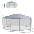 Pawhut Large Metal Chicken Coop Chicken Run For Chicken, Ducks And Rabbits With Waterproof And Anti Uv Cover, Walk In Poultry Cage Hen House For Outdoor And Yard Farm Use, 17' X 15.7' X 9' Silver Steel