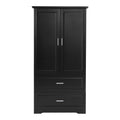 Tall Bathroom Storage Cabinet, Cabinet With Two Doors And Drawers, Adjustable Shelf, Mdf Board, Black Black Mdf