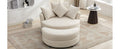 Orisfur. 360 Swivel Accent Barrel Chair With Storage Ottoman & 4 Pillows, Modern Chenille Leisure Chair Round Accent For Living Room, Cream Cream Foam Chenille