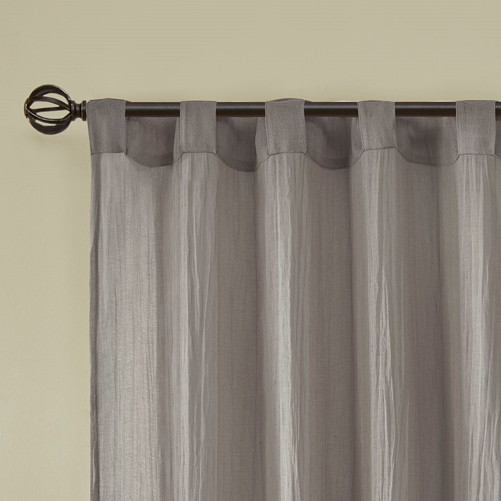 Solid Crushed Curtain Panel Pair 2 Pcs Window Panels Grey Polyester