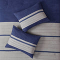 7 Pc Pieced Faux Suede Comforter Set Blue Cal King California King Blue Polyester