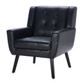 Modern Soft Leather Material Ergonomics Accent Chair Living Room Chair Bedroom Chair Home Chair With Black Legs For Indoor Home Black Pu Black Foam Upholstered