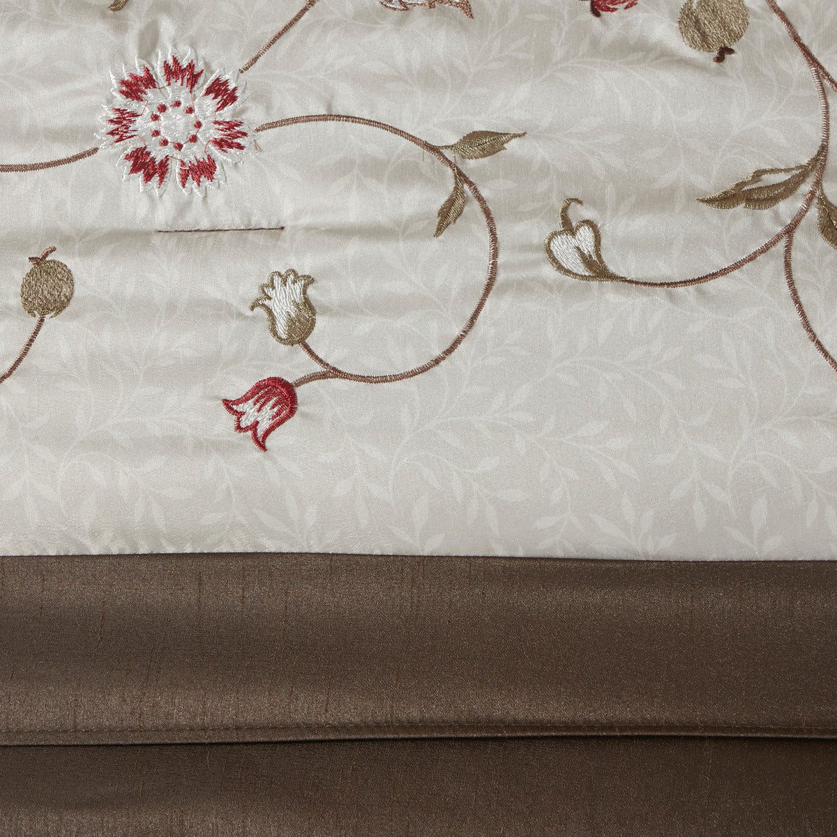 Embroidered 7 Piece Comforter Set Red Queen Queen Red Polyester