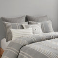 3 Piece Cotton Jacquard Duvet Cover Set King Gray Cotton