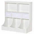 Homcom Kids Bookcase, Toy Storage Organizer Cabinet, Children Display Bookshelf With Drawers For Toys, Clothes, Books, White White Mdf