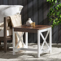 Farmhouse End Table - Brown White Wood