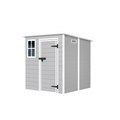 6X6 Ft Storage Shed, Waterproof Resin Outdoor Storage Shed With Floor & Window & Lockable Doors And Vents, Tool Shed For Bike, Garden, Backyard,Lawn, All Weather Use, Light Grey Gray Primary Living Space Polypropylene