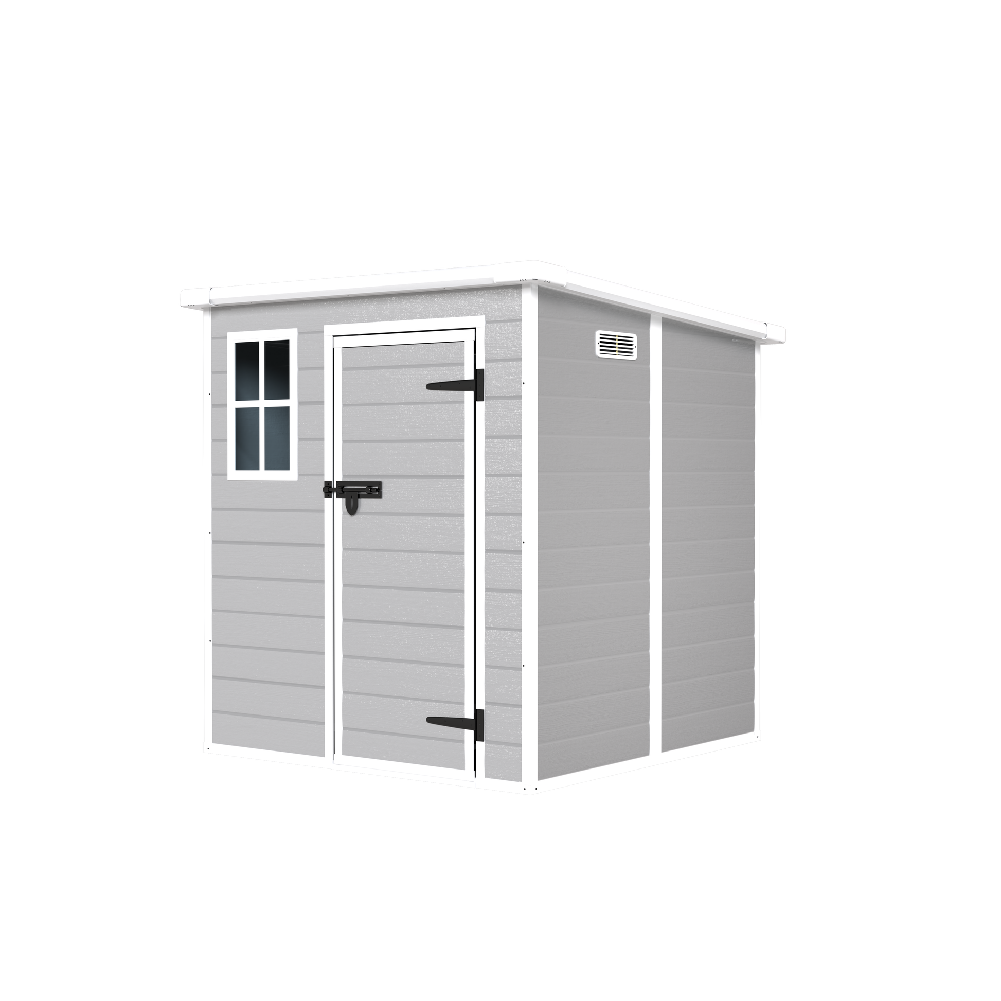 6X6 Ft Storage Shed, Waterproof Resin Outdoor Storage Shed With Floor & Window & Lockable Doors And Vents, Tool Shed For Bike, Garden, Backyard,Lawn, All Weather Use, Light Grey Gray Primary Living Space Polypropylene