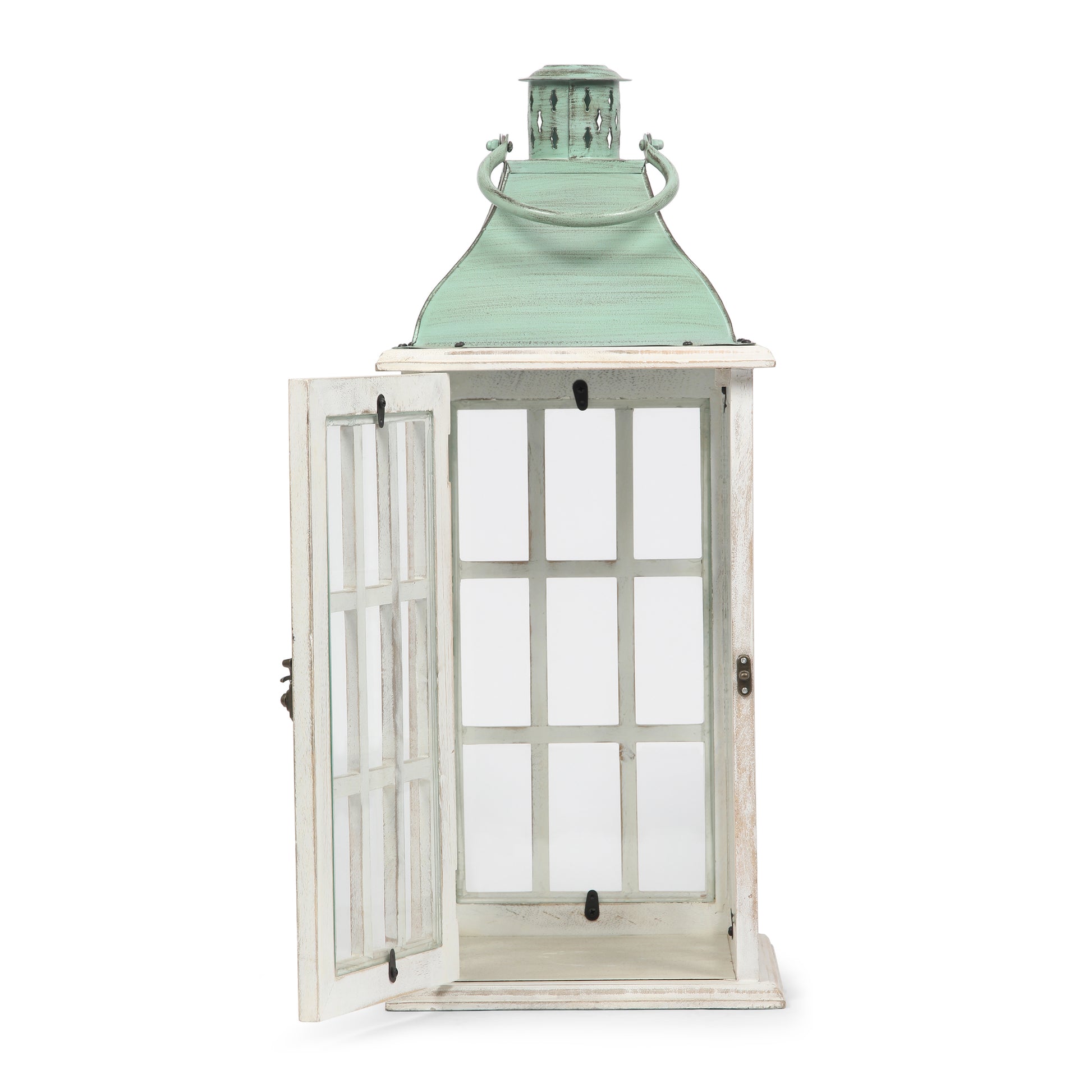 Small Lantern White Green Wood