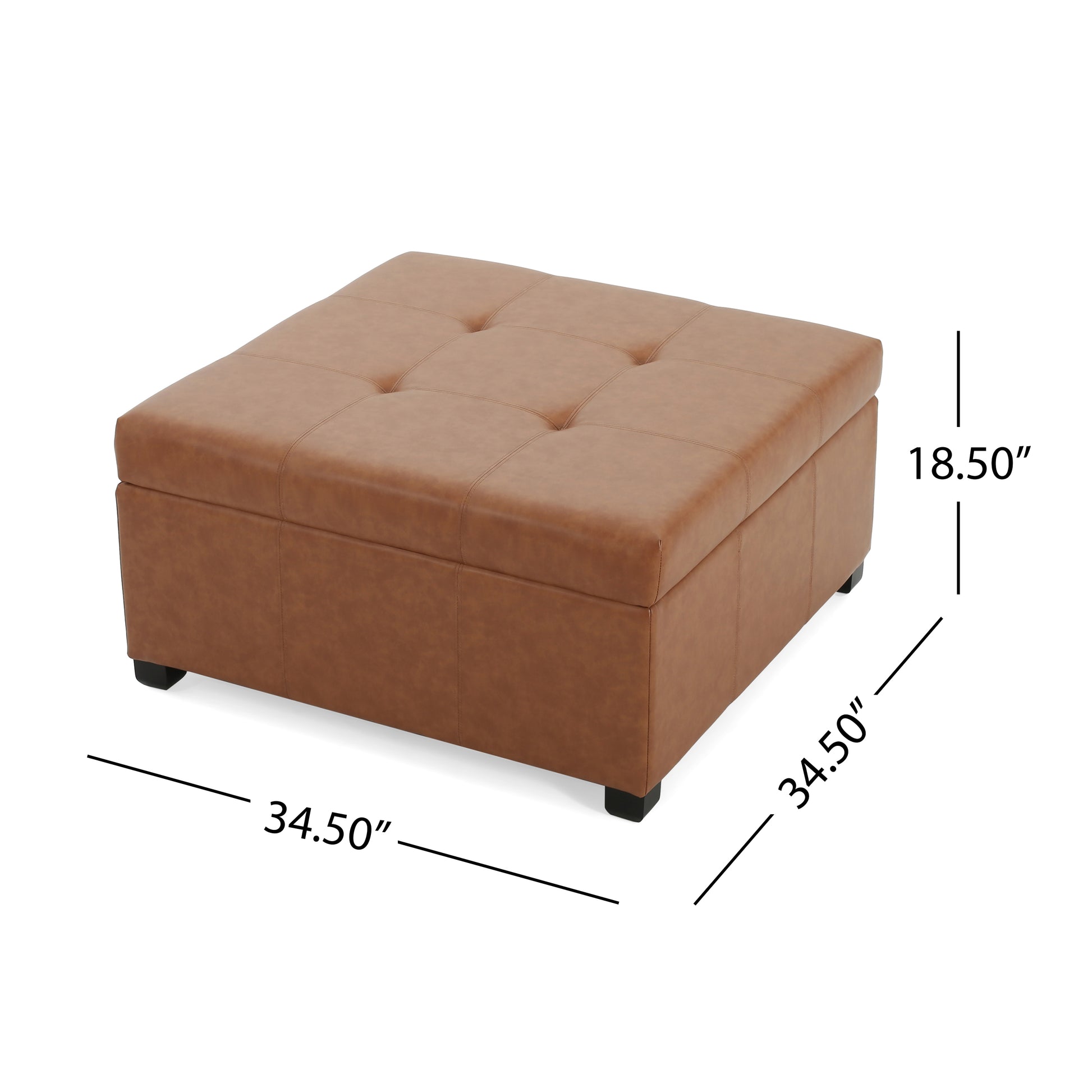 Carlsbad Pu Storage Ottoman Tan Wood Pu